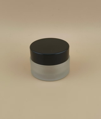 Clear Ribbed Glass Cream Jar with Black Screw Lid for Female Lotion