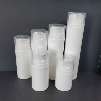 Botella de loción de plástico ABS de vacío mini transparente de 30 ml vacía con tapa de bomba sin aire blanca