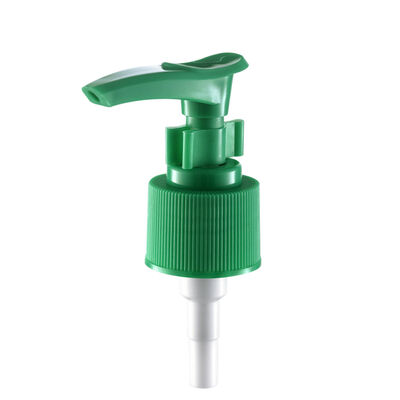 24/410 Dispensador de lociones de material PP verde personalizado con cerradura de clip para loción de cuidado de la piel de jabón líquido