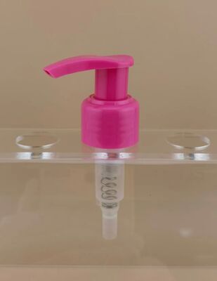 Nuevo diseño de la bomba de loción de bloqueo izquierda-derecha rosa para cosméticos