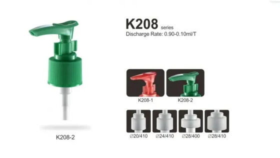 24/410 Dispensador de loción de material PP a medida verde bomba con cerradura de clip para jabón líquido loción para el cuidado de la piel K208
