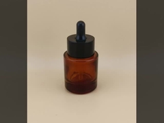 Botella cuentagotas de vidrio pequeña marrón de diseño delicado para esencia facial