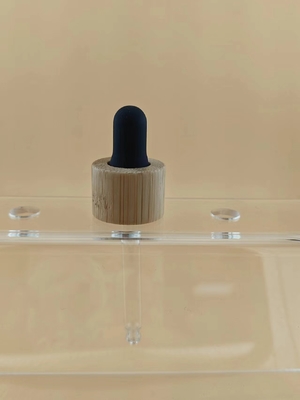 18 20 PP tubo de vidrio de caucho negro de tapa de bambú gotero para botella de aceite esencial
