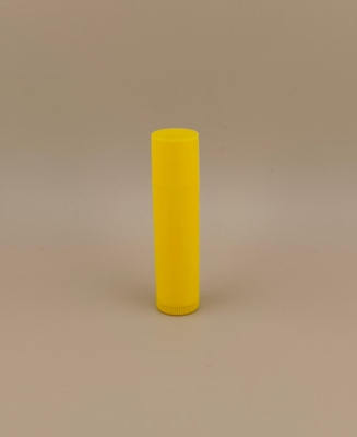Lápiz labial de plástico Envases de bálsamo labial amarillo liso pequeño con tapa rosa