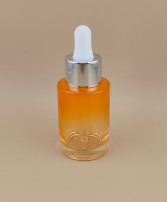 Claridad de cambio gradual naranja suave botella de vidrio redondo goteador K-GBL30 Diseño para loción