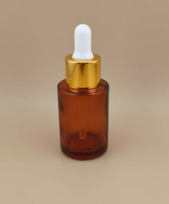 Nuevo diseño, botella cuentagotas redonda lisa transparente marrón claro K-GBL30 para esencia
