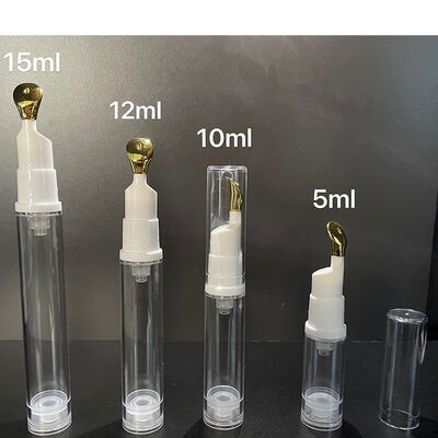 Botella de bomba sin aire de plástico de color verde mate para el acabado cilindro de 15 ml 30 ml 50 ml frasco de crema para suero