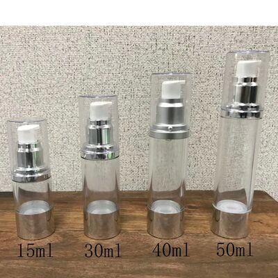 Botella de bomba de 30 ml 50 ml de color blanco claro y sin aire Botella de bomba de loción cosmética de vacío