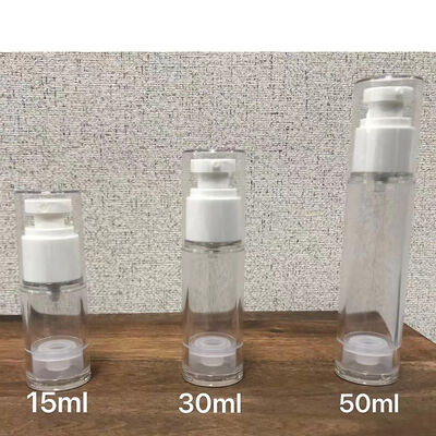 Botella sin aire de PP blanco Mini muestra Botella de bomba sin aire de 30 ml para crema de loción