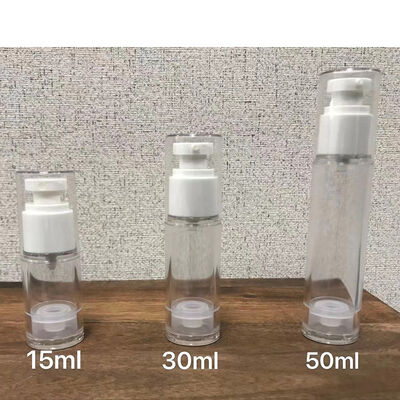 Botella sin aire de PP blanco Mini muestra Botella de bomba sin aire de 30 ml para crema de loción