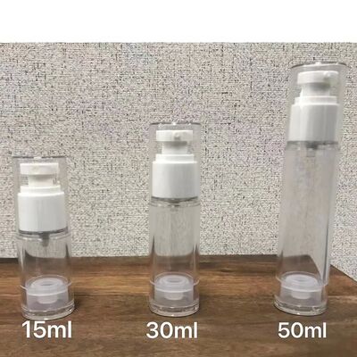 Botella sin aire de PP blanco Mini muestra Botella de bomba sin aire de 30 ml para crema de loción