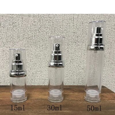 Suero privado de aire de la botella de la bomba de la loción ningún envase cosmético transparente del dispensador del tubo de la INMERSIÓN recargable