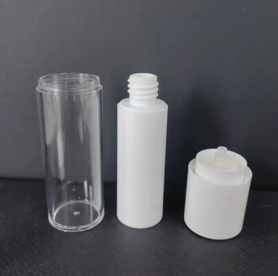 Botella redonda de vidrio con bomba de loción, spray de crema, botella cosmética de vidrio con bomba
