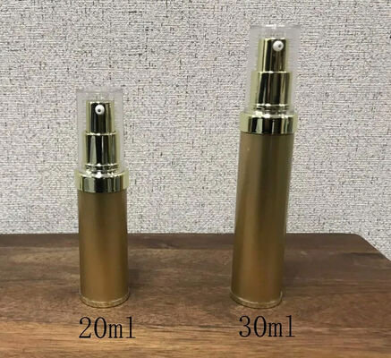 Botella de bomba de plástico sin aire de plata de PP cilíndrica con botella de bomba de loción popular de 5ml 15ml 20ml 30ml