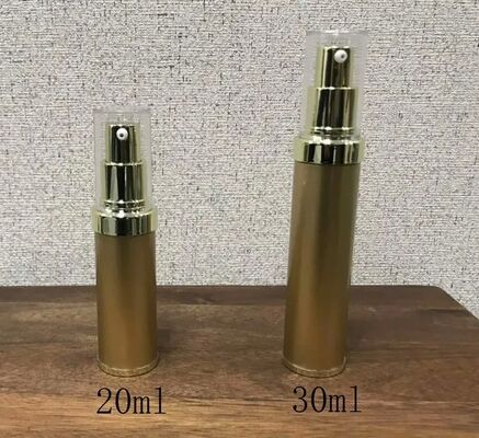 Botella de bomba de plástico sin aire de plata de PP cilíndrica con botella de bomba de loción popular de 5ml 15ml 20ml 30ml