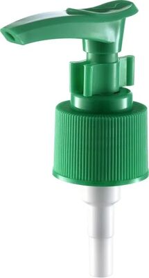 24/410 Dispensador de lociones de material PP verde personalizado con cerradura de clip para loción de cuidado de la piel de jabón líquido