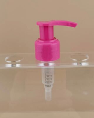 Nuevo diseño de la bomba de loción de bloqueo izquierda-derecha rosa para cosméticos