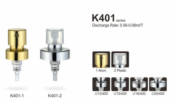 espray de aluminio K401 de la niebla fina del rociador del perfume de la bomba de la encrespadura de 18m m 20m m