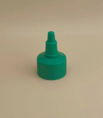 Tapa de gelatina acanalada de plástico verde para botellas de pintura