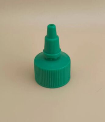 Tapa de gelatina acanalada de plástico verde para botellas de pintura