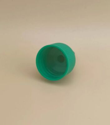 Tapa de gelatina acanalada de plástico verde para botellas de pintura