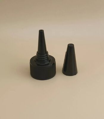 Tapón de rosca de gelatina acanalado de plástico negro para botellas de pintura