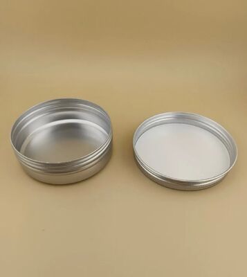 Gran caja de aluminio plateado con tapa de tornillo para cosméticos