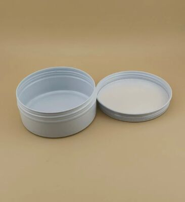 Casilla de aluminio plateado blanco con tapa de tornillo para cosméticos