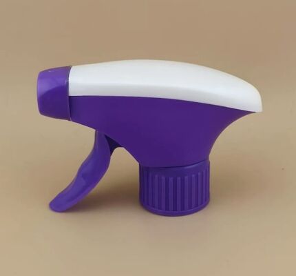Pulverizador de gatillo simple blanco y morado de doble color para limpieza del hogar
