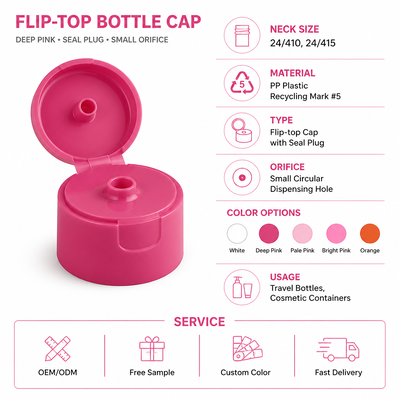 Nuevo diseño 24mm plástico tapa de doble tapa 24-410 Ducha Gel Botellas Caps