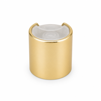 Botellas de aluminio-plástico dorado con tapa lisa y botón transparente para el cuidado de la piel