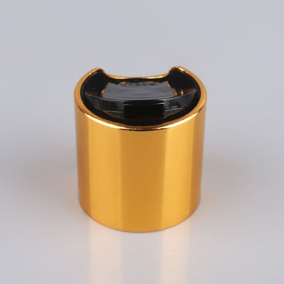 Botellas de cuidado de la piel de plástico y aluminio plateado con tapa lisa y botón blanco
