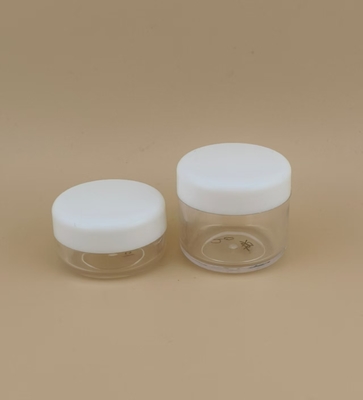 Tarro de crema de plástico transparente para el cuidado de la piel con tapa de rosca y certificación