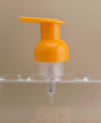 Diseño delicado de bomba de espuma de plástico naranja para botellas de champú