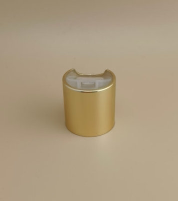 Botellas de aluminio-plástico dorado con tapa lisa y botón transparente para el cuidado de la piel